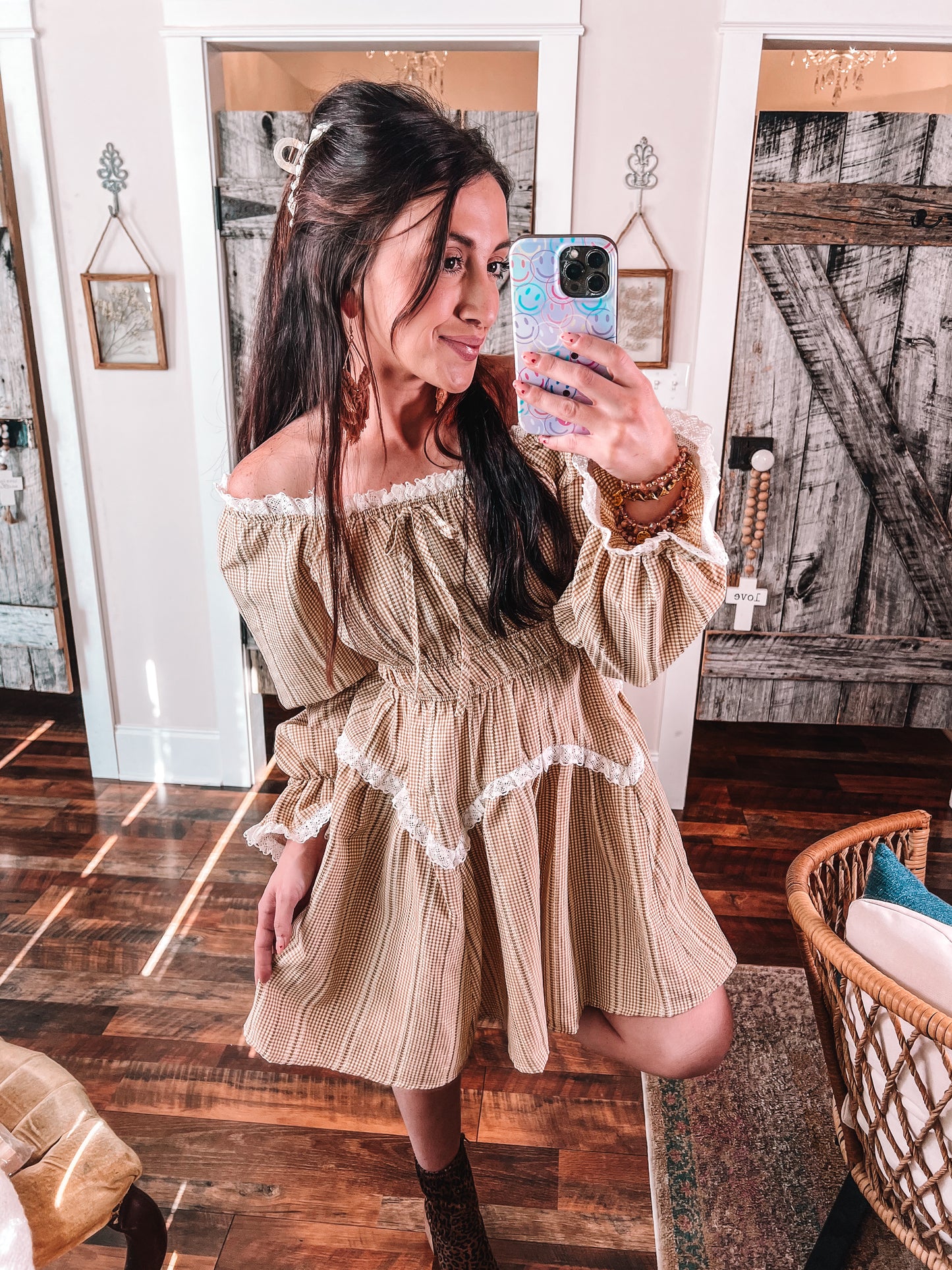Lace Ruffle Mini Dress
