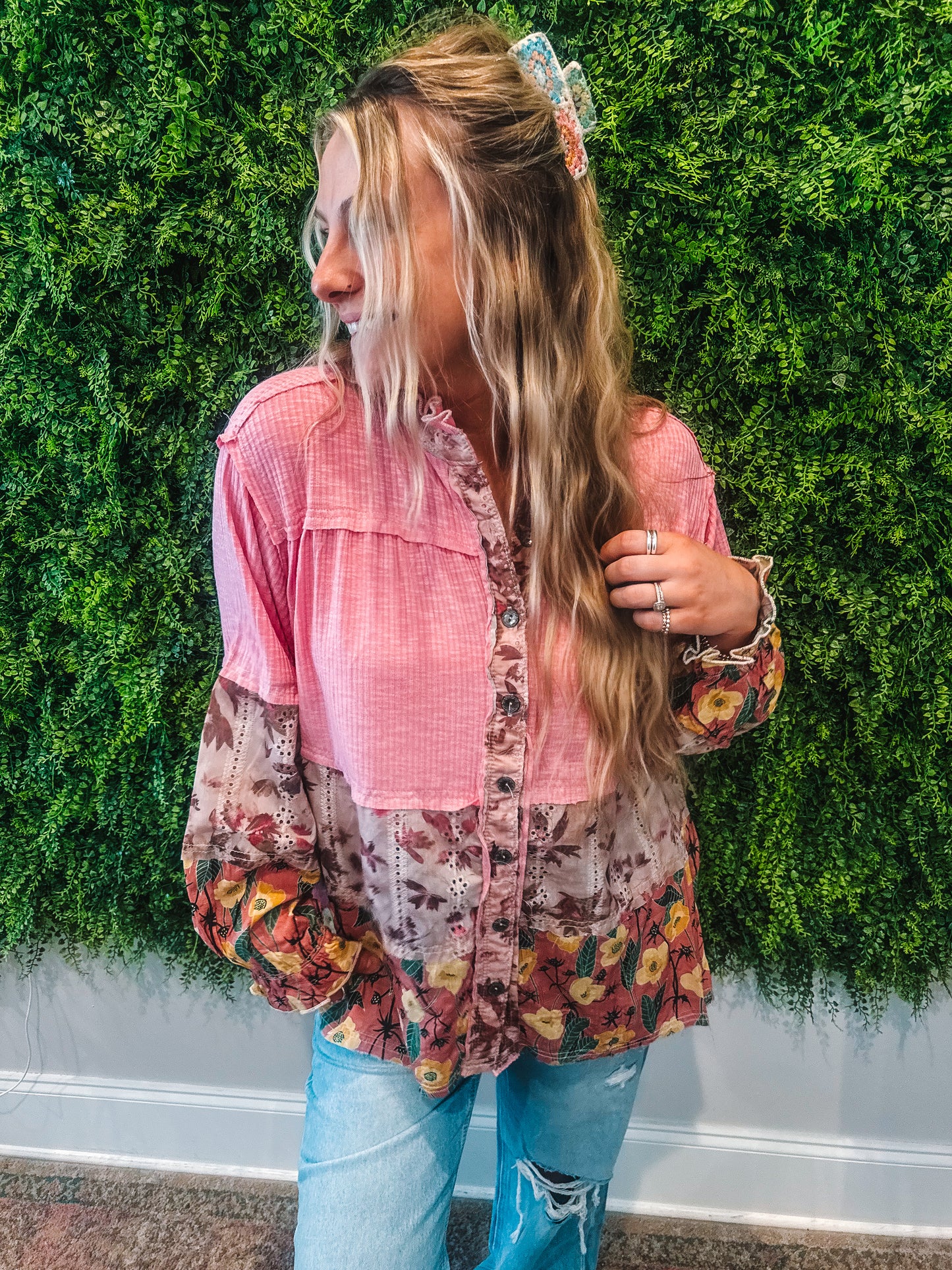 Pink Petal Patchwork Top