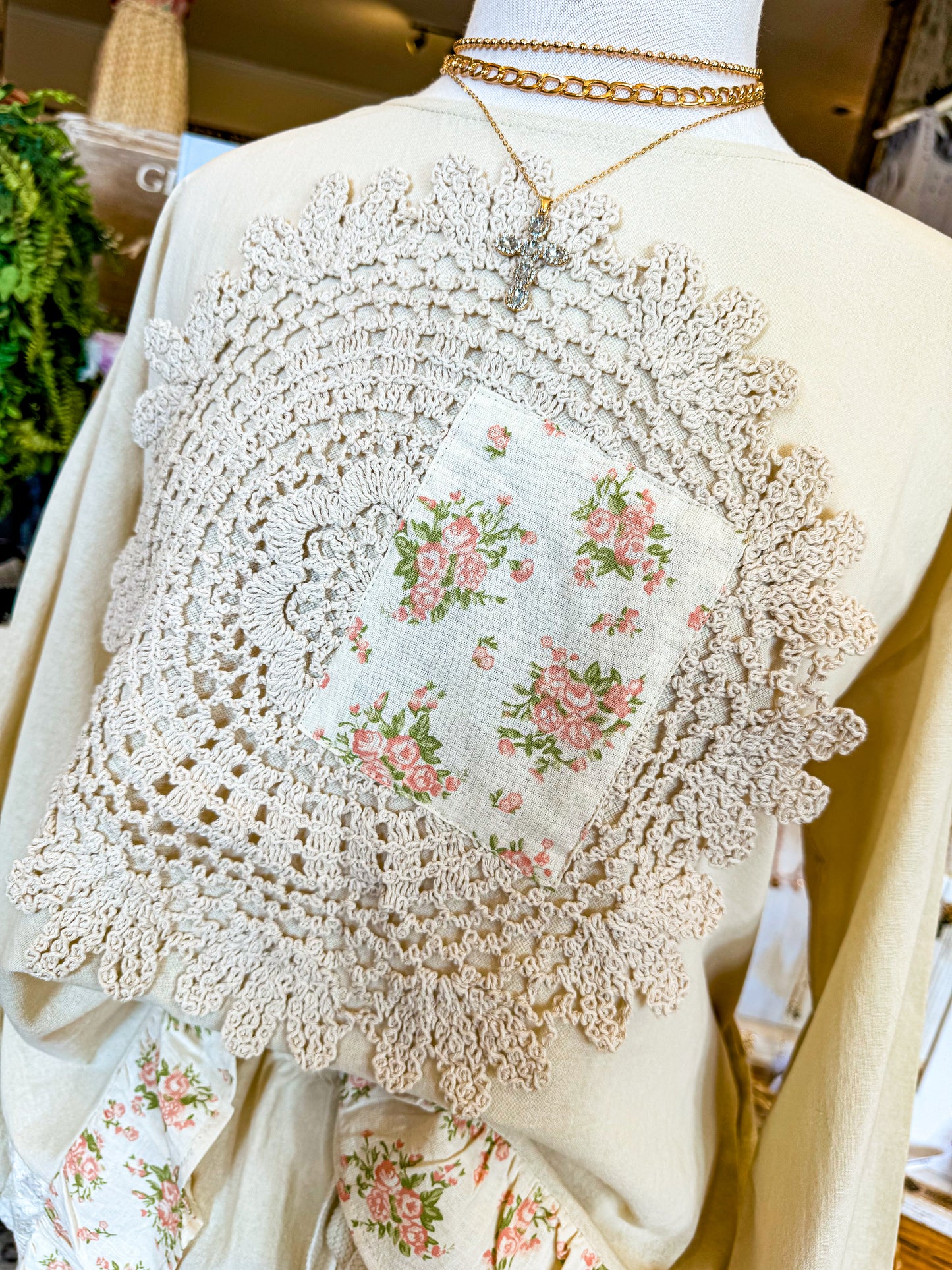 Frilled Floral Patchwork Top