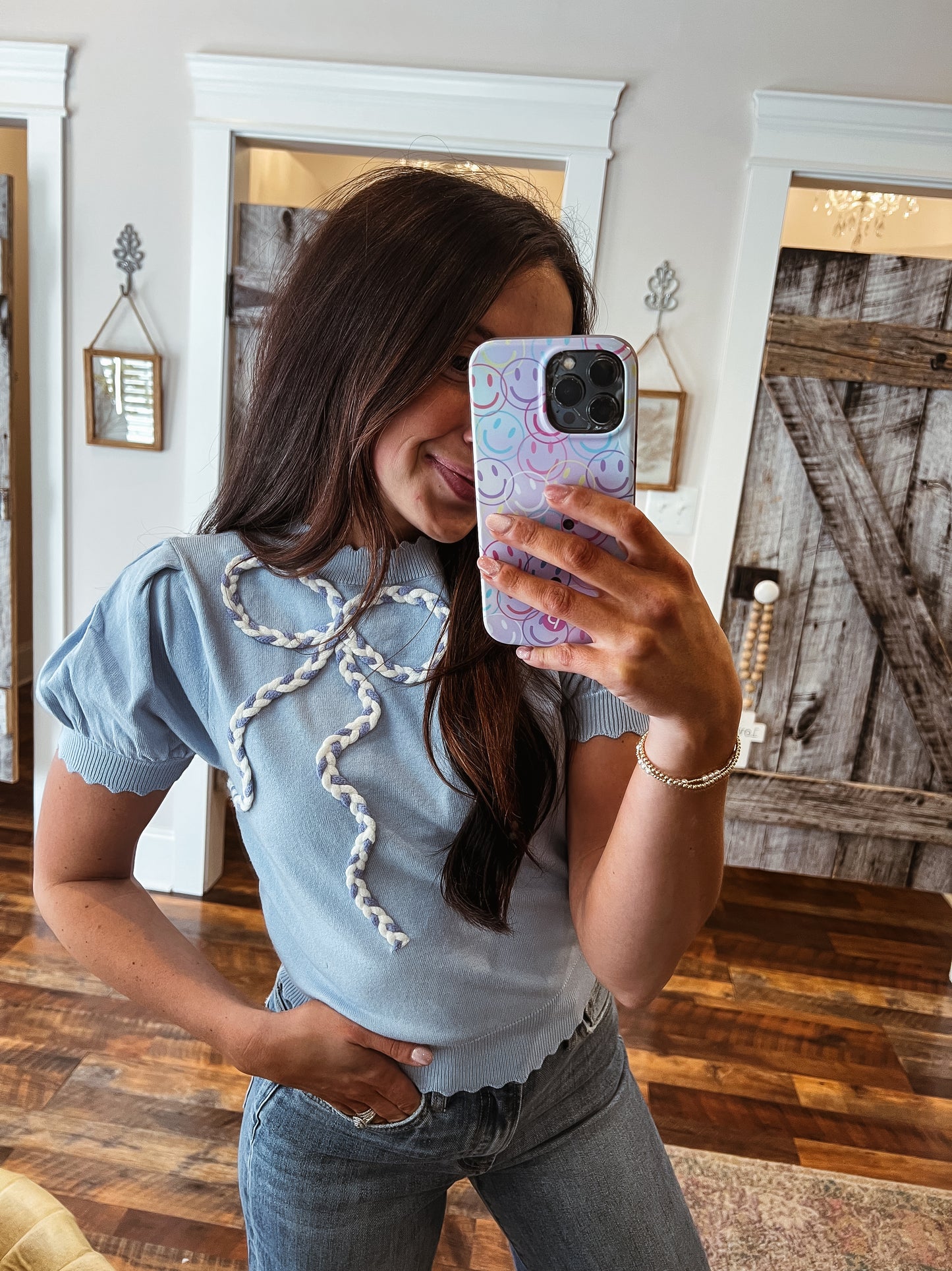 Rope Bow Knit Top