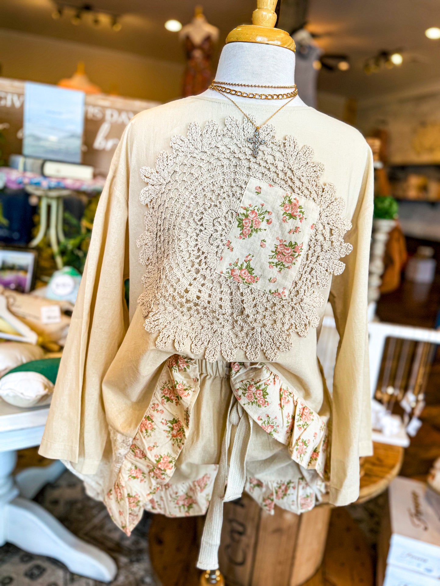 Frilled Floral Patchwork Shorts