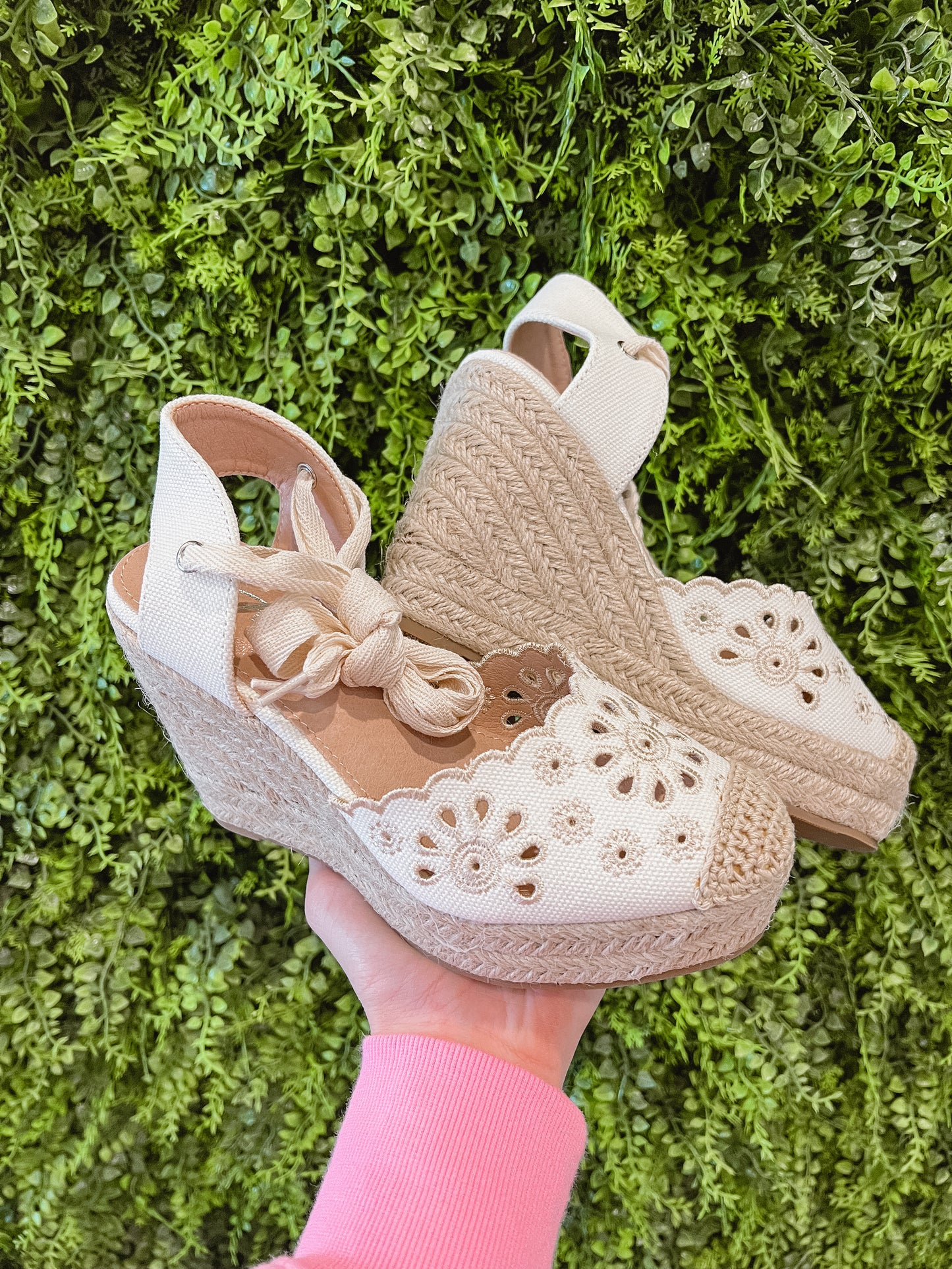 Lace Up Espadrille Wedge