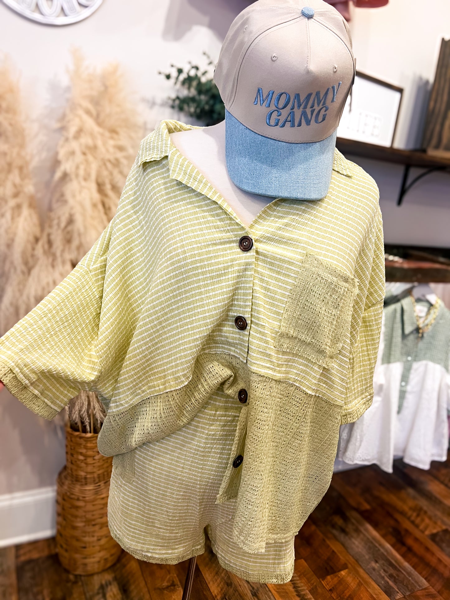 Striped Button Down Set