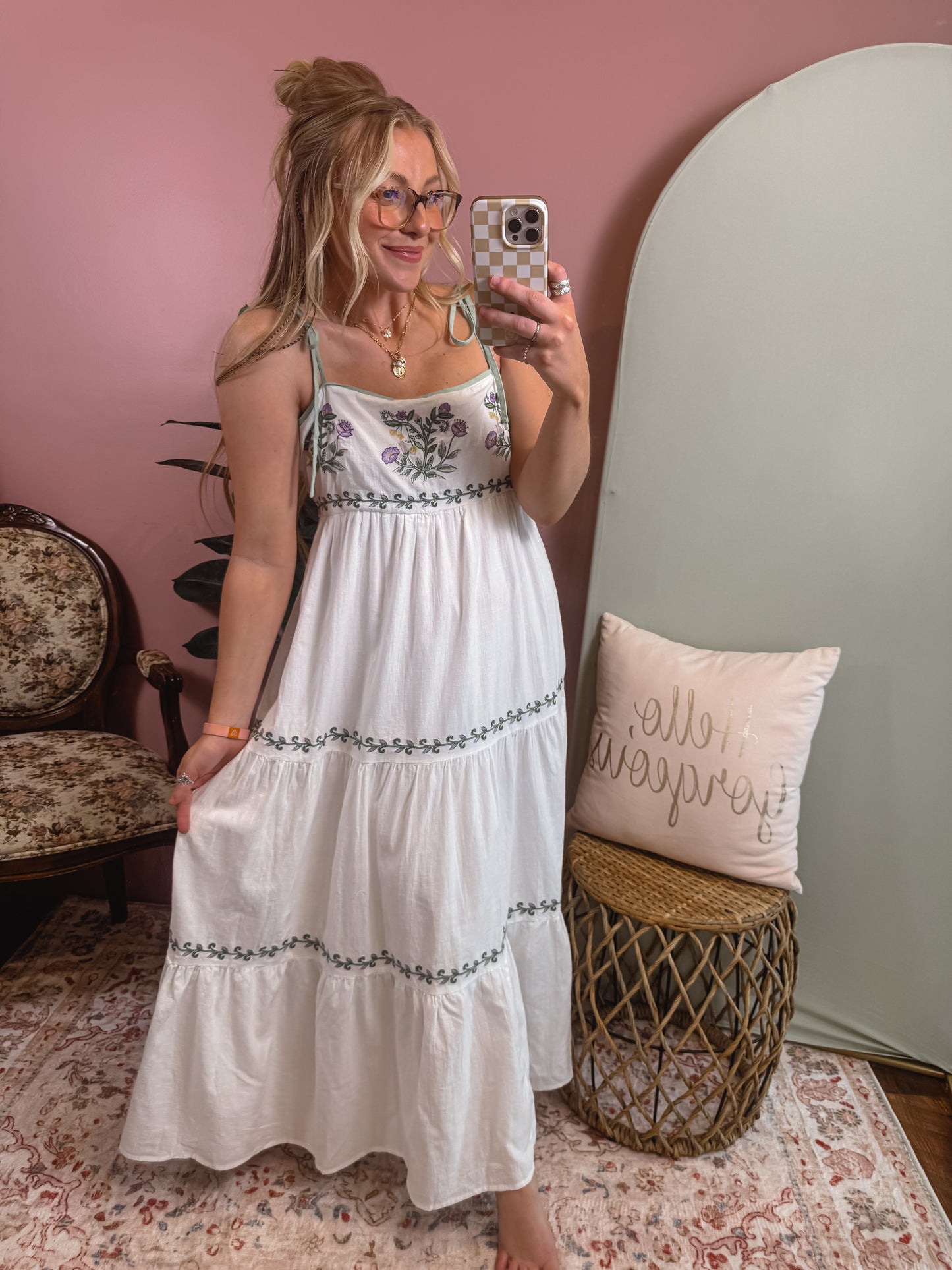 Embroidered Tiered Maxi Dress
