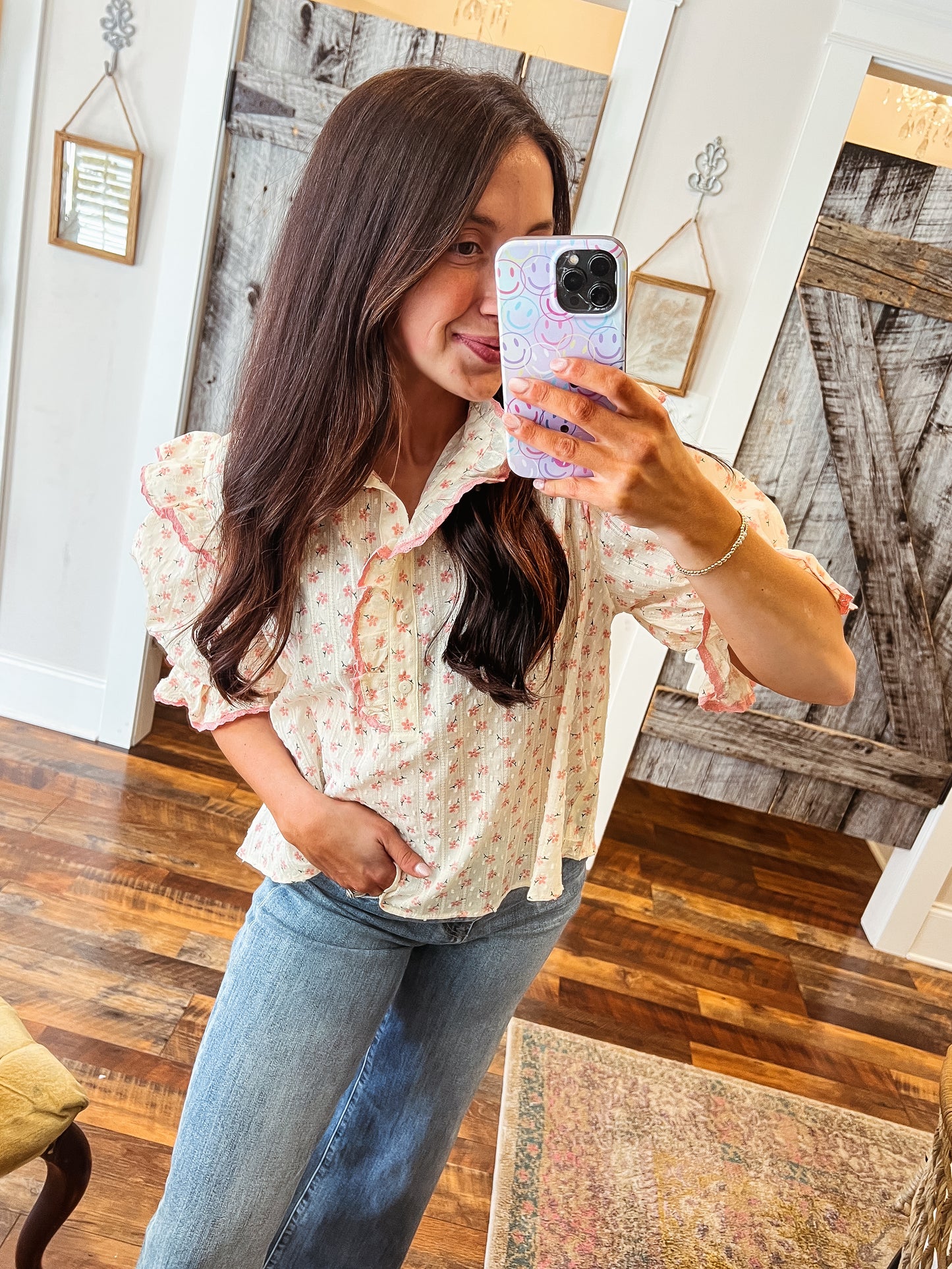 Ditsy Floral Ruffle Blouse