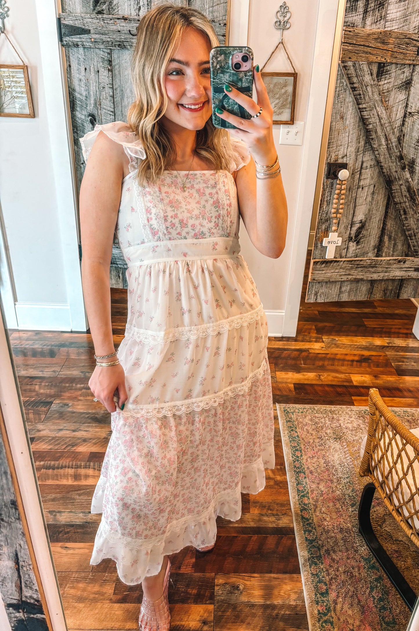 Delicate Lace Trim Midi Dress