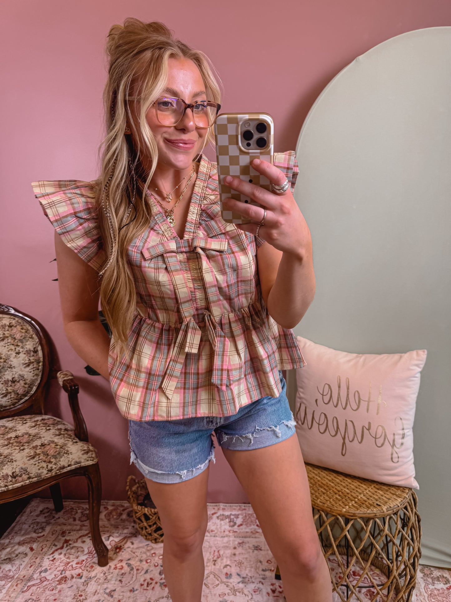 Plaid Peplum Tank