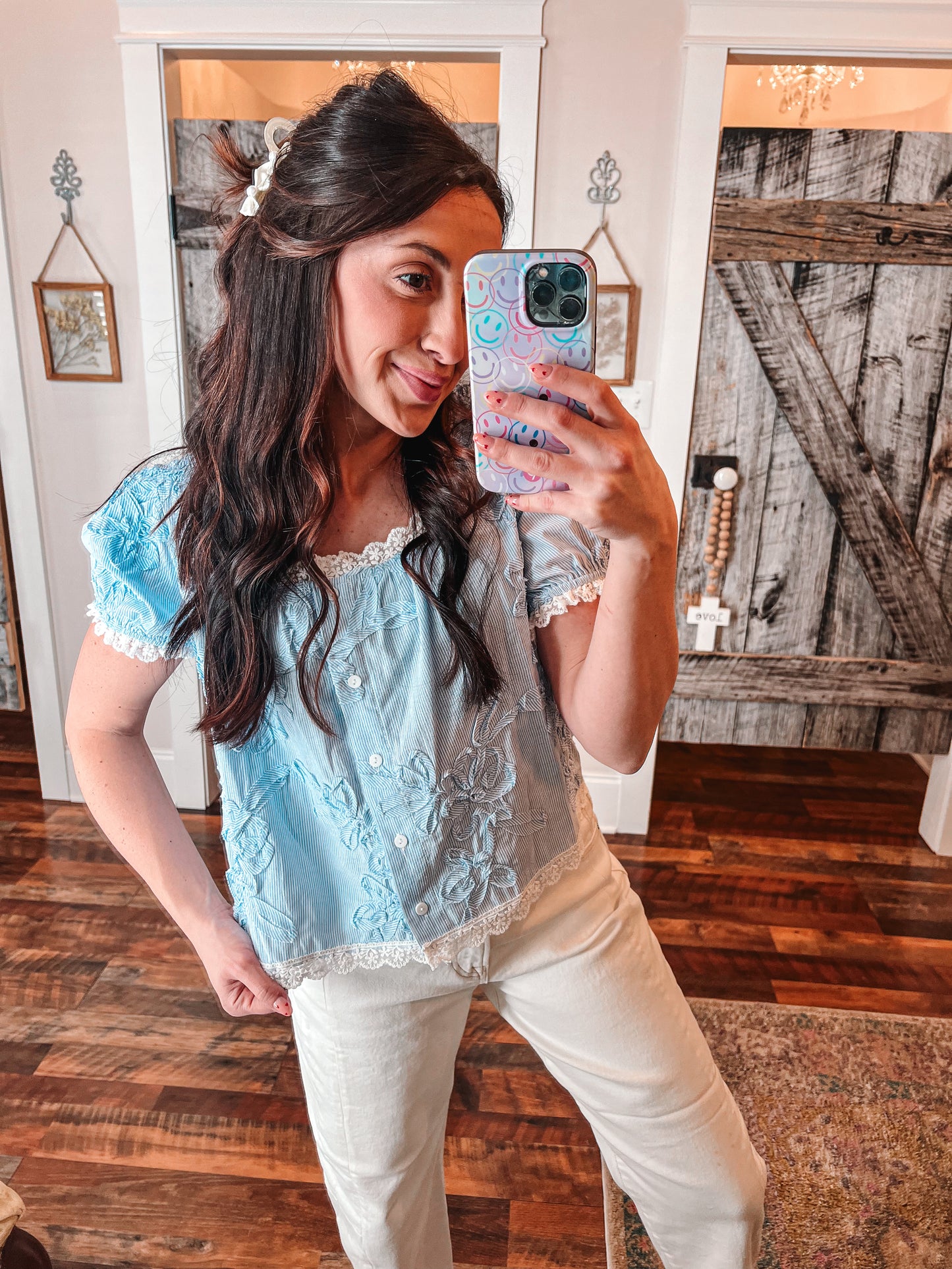 Embroidered Daisy Blouse
