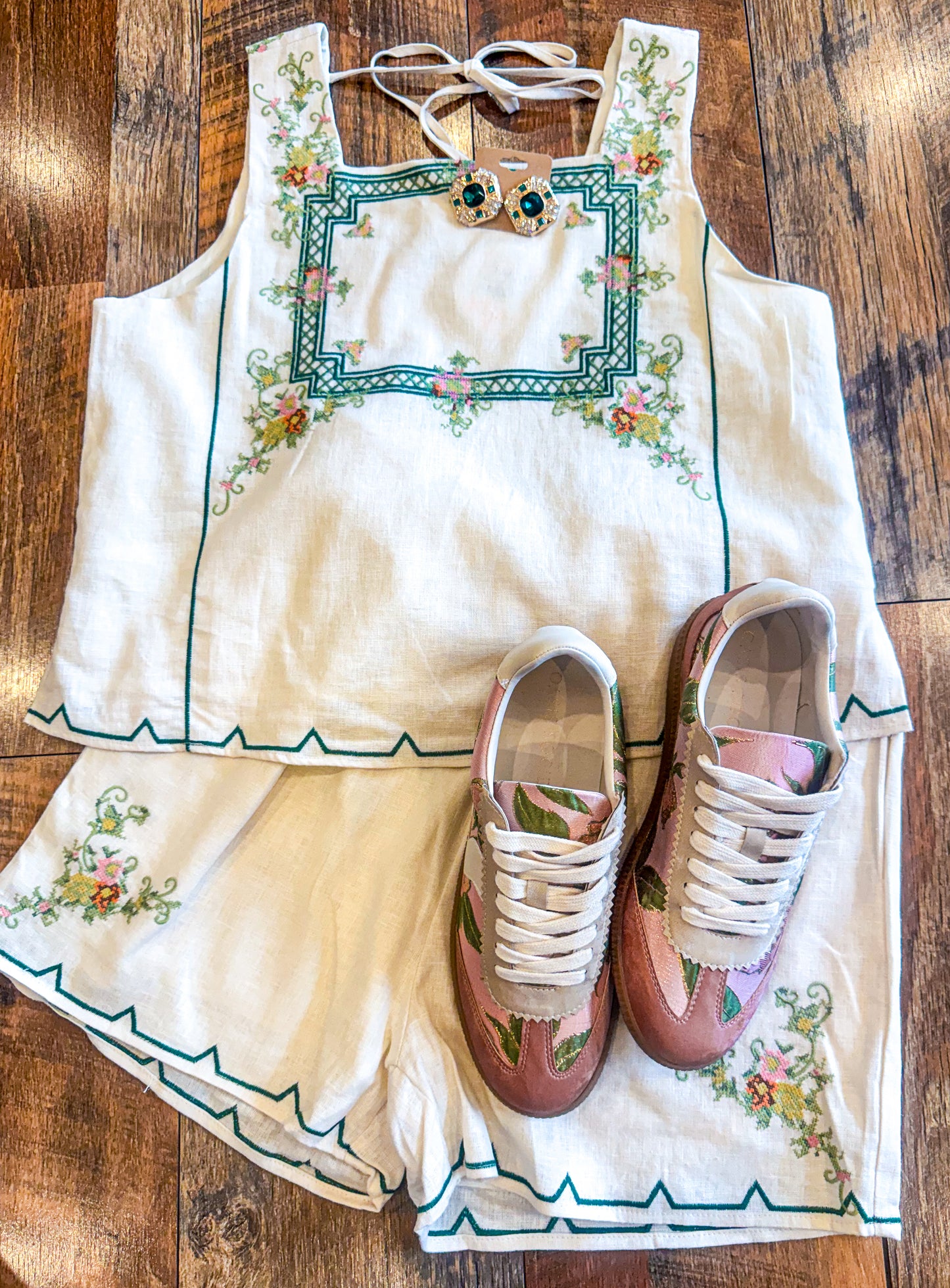 Embroidered Tank + Shorts Set