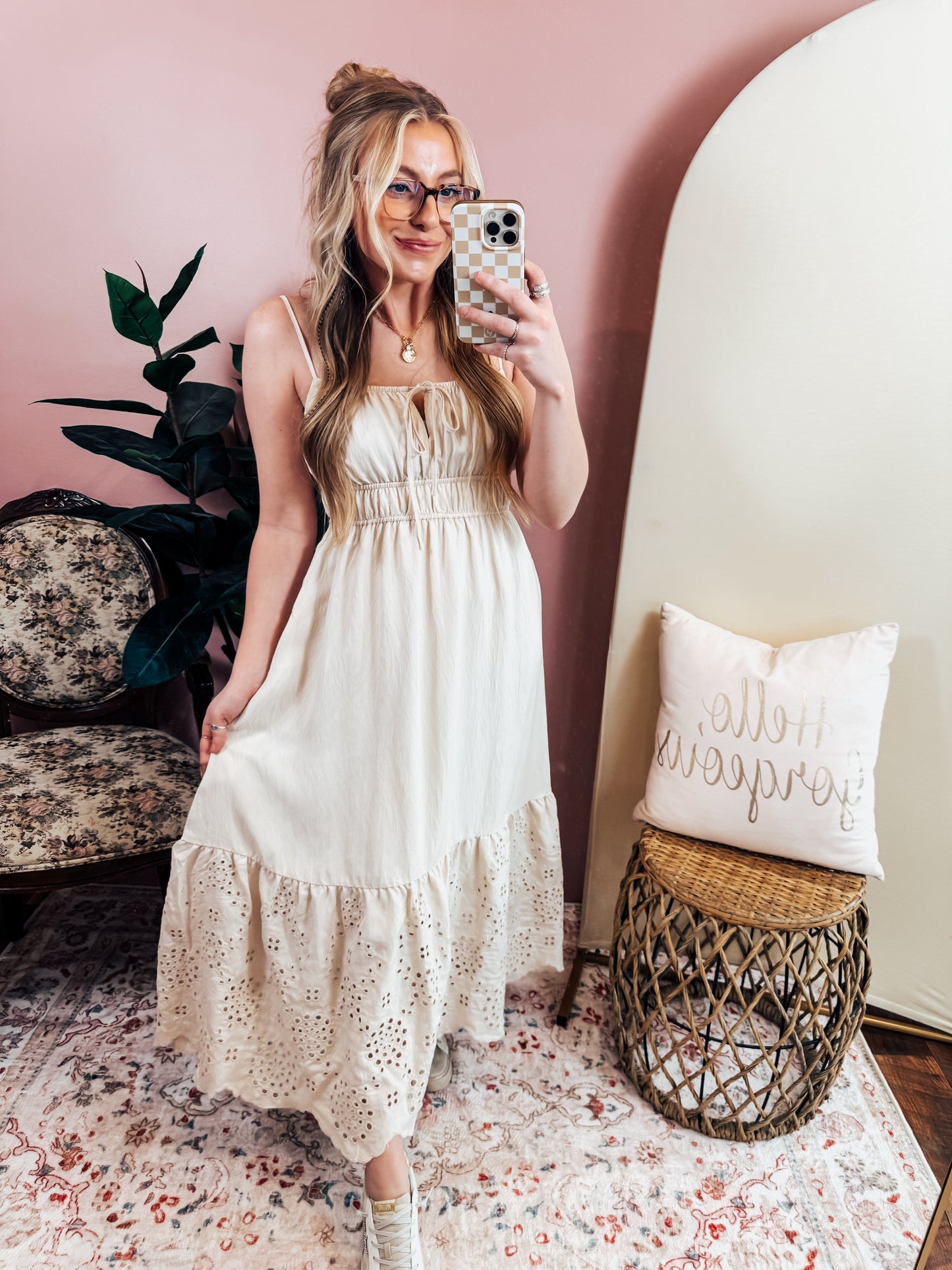 Eyelet Midi Dress