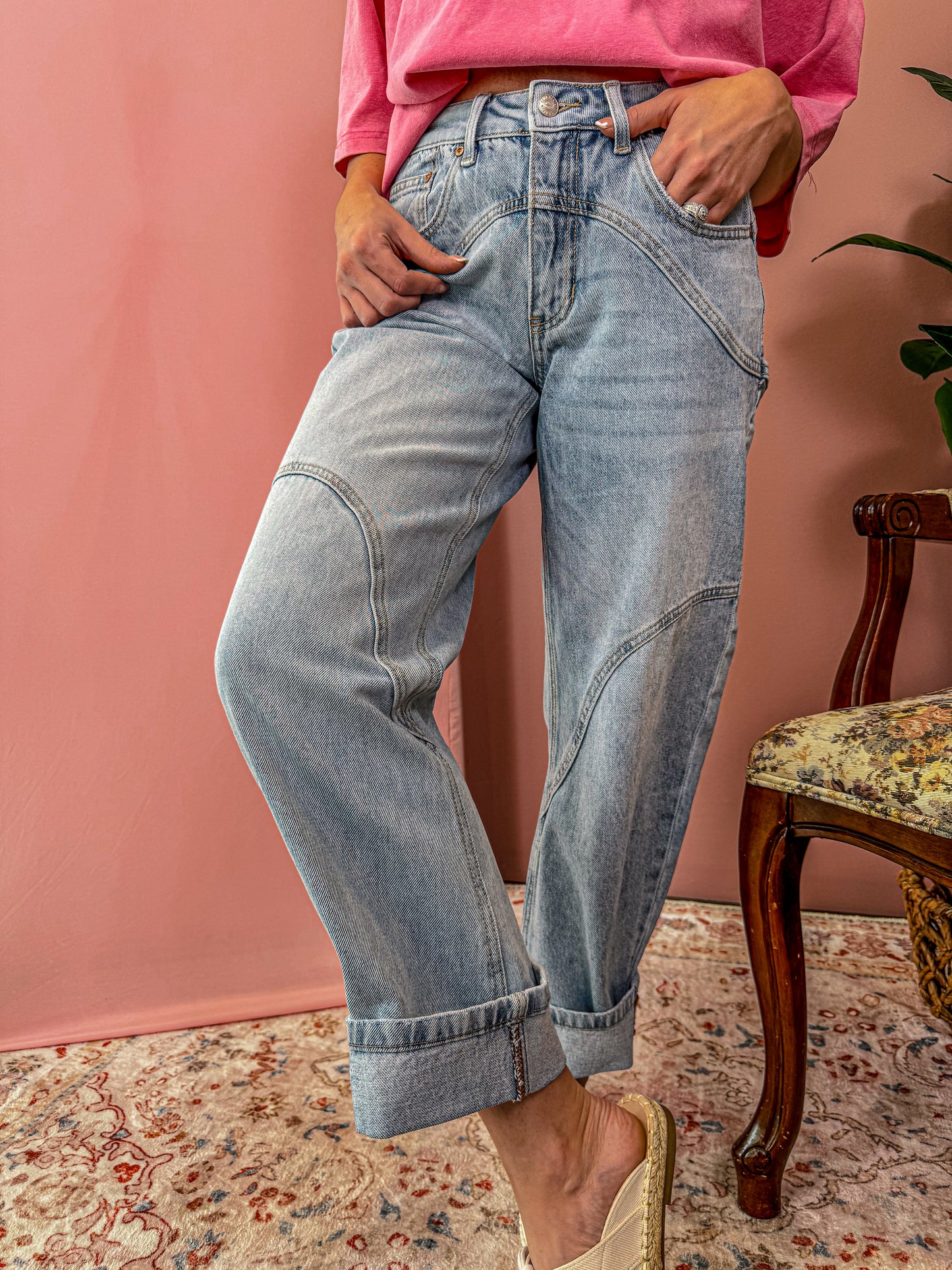 Wide Cuff Barrel Jeans