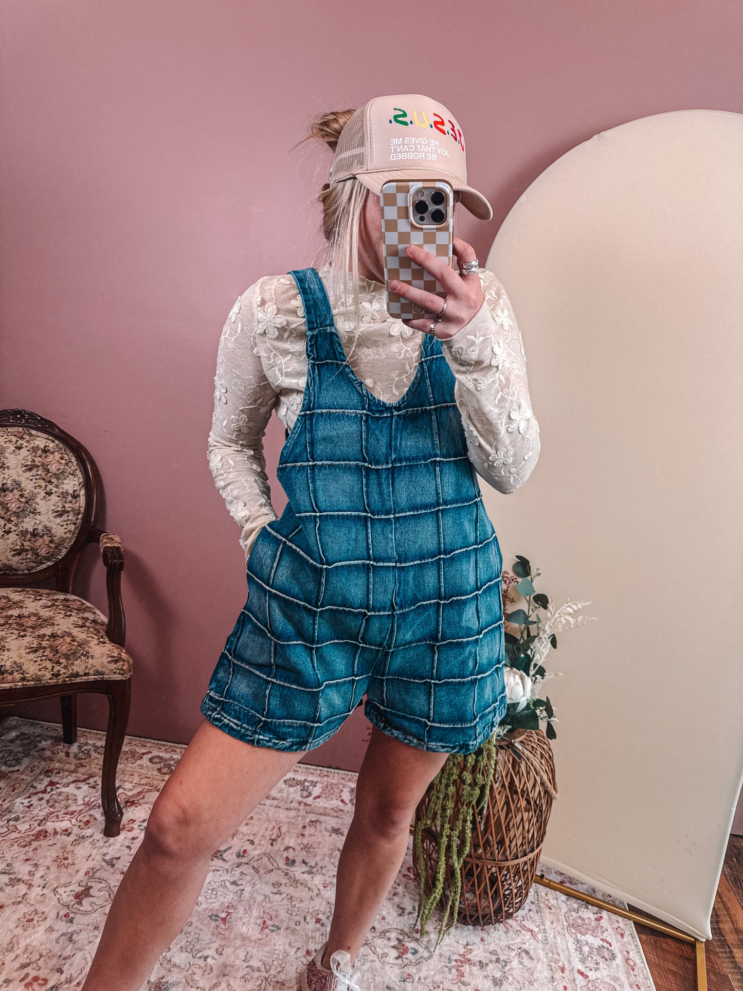 Denim Patched Romper