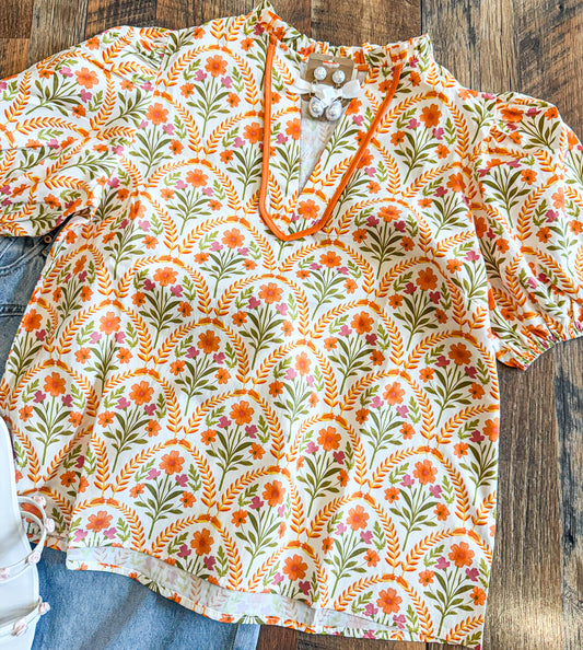 Floral Lattice Blouse