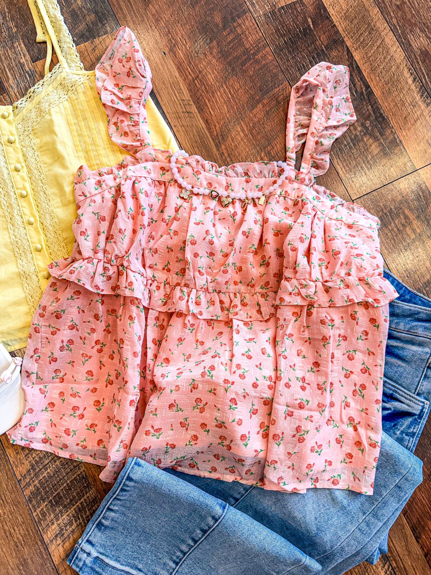 Ruffle Trim Babydoll Top