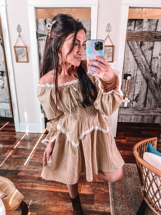 Lace Ruffle Mini Dress