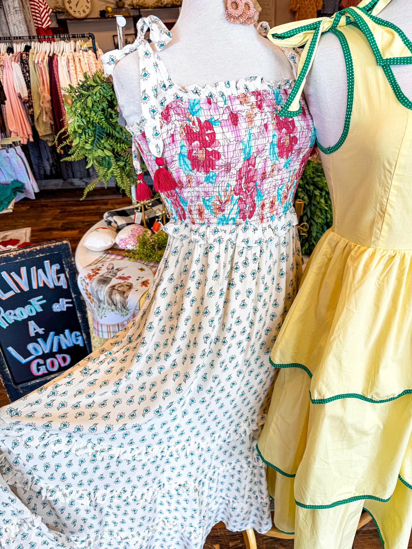 Smocked Bodice Midi Dress
