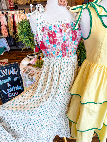 Smocked Bodice Midi Dress