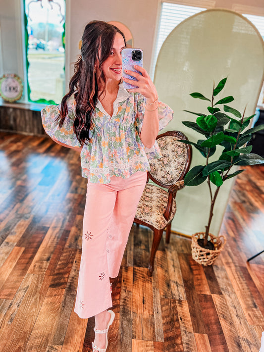 Freshly Bloomed Pastel Floral Top