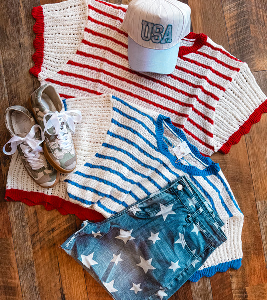 Curvy Seaside Skies Sweater Top