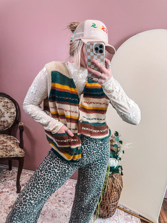 Retro Striped Sweater Vest