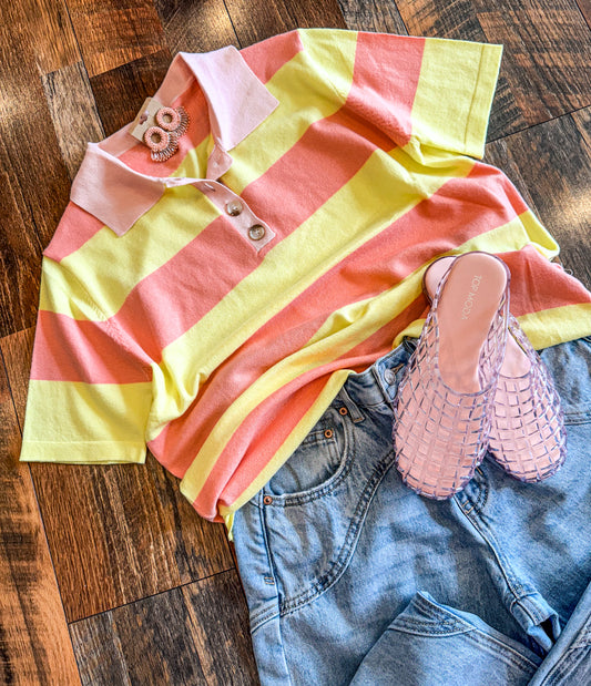Striped Knit Polo