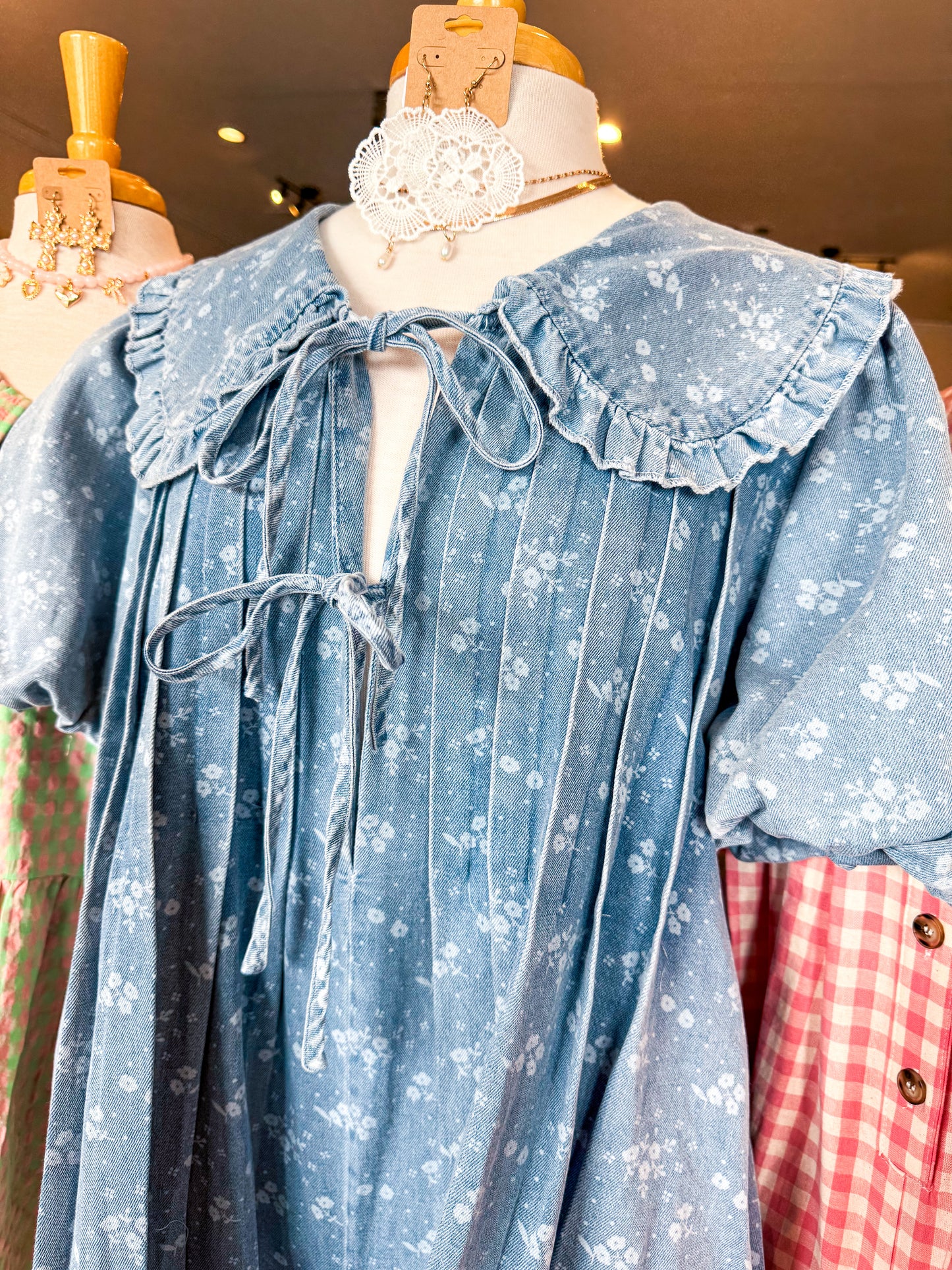 Denim Ditsy Floral Romper