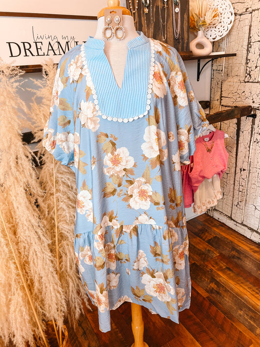 Curvy Floral Printed Mini Dress