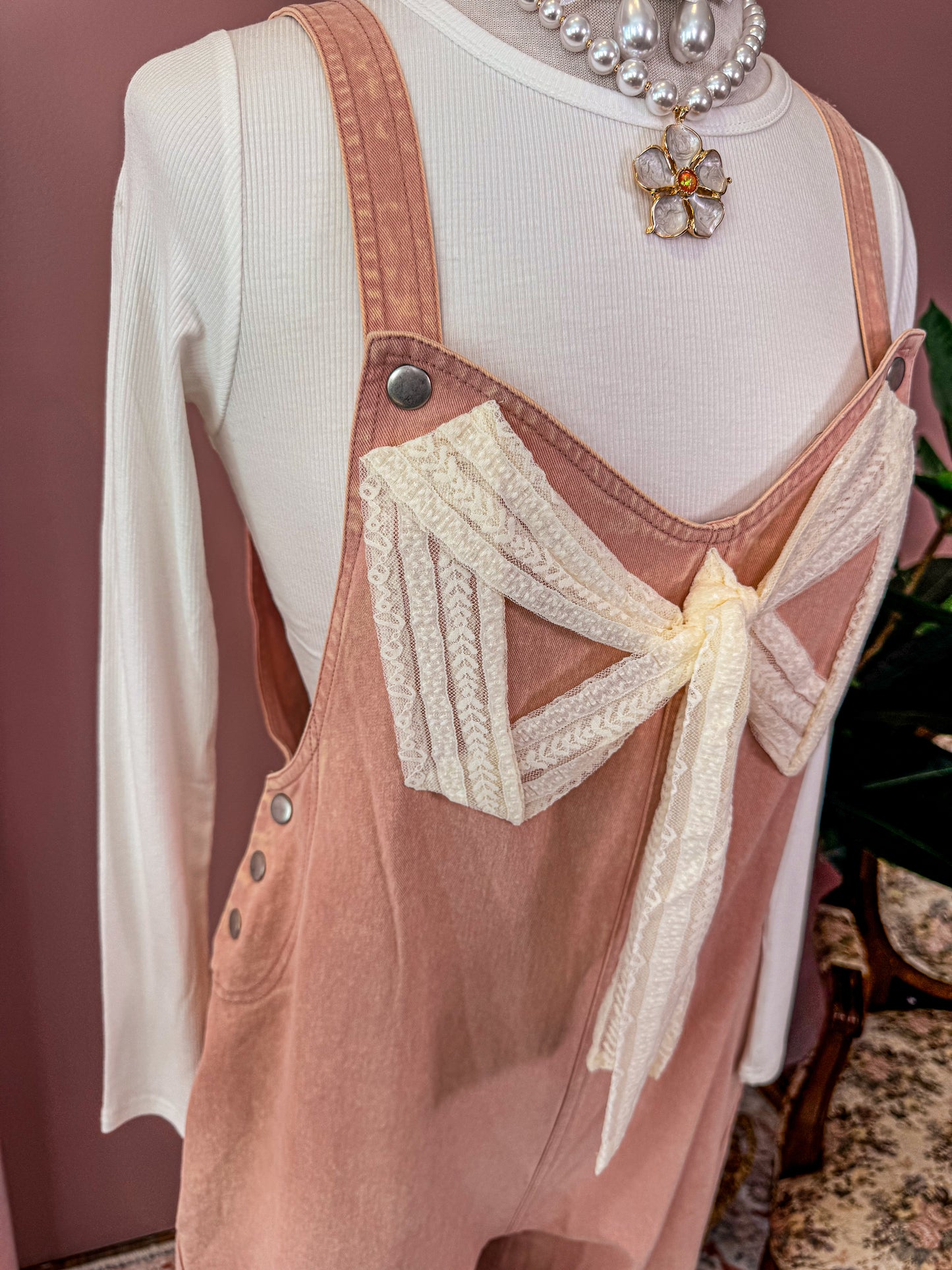 Lace Ribbon Detailed Jumpsuit