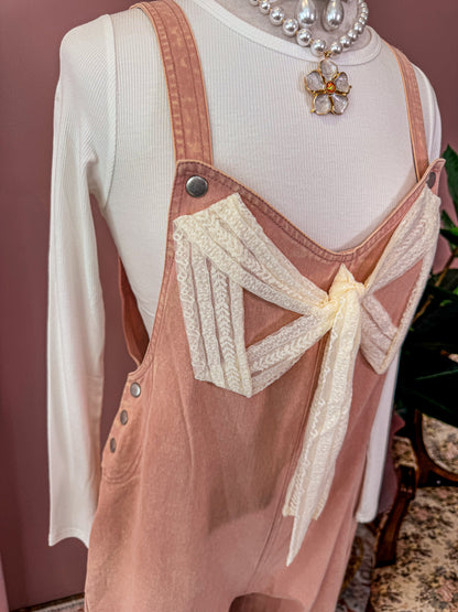 Lace Ribbon Detailed Jumpsuit