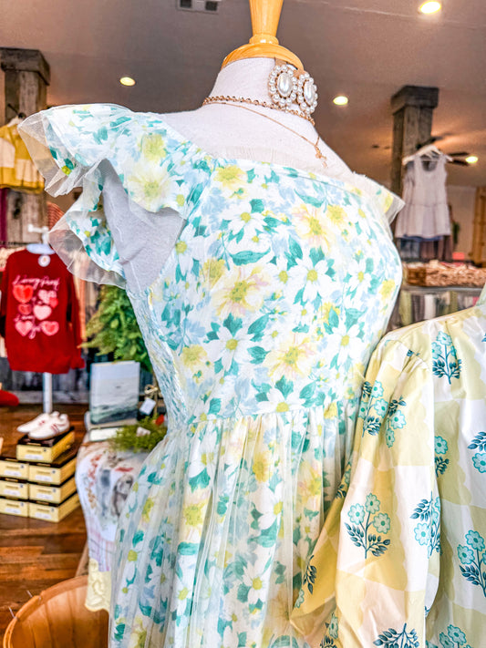 Flutter Sleeve Floral Midi Dress