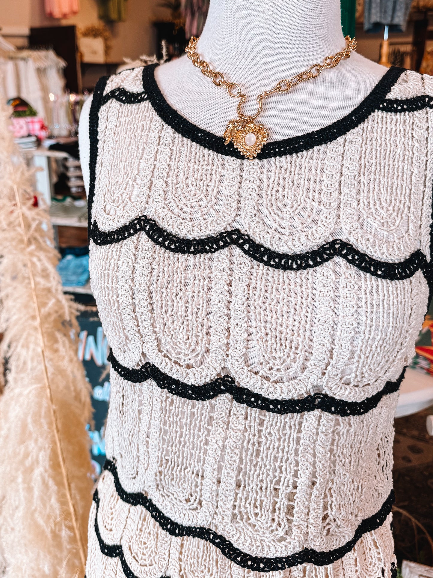 Scallop Trim Crochet Tank + Maxi Skirt Set