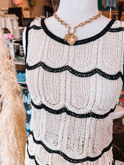 Scallop Trim Crochet Tank + Maxi Skirt Set