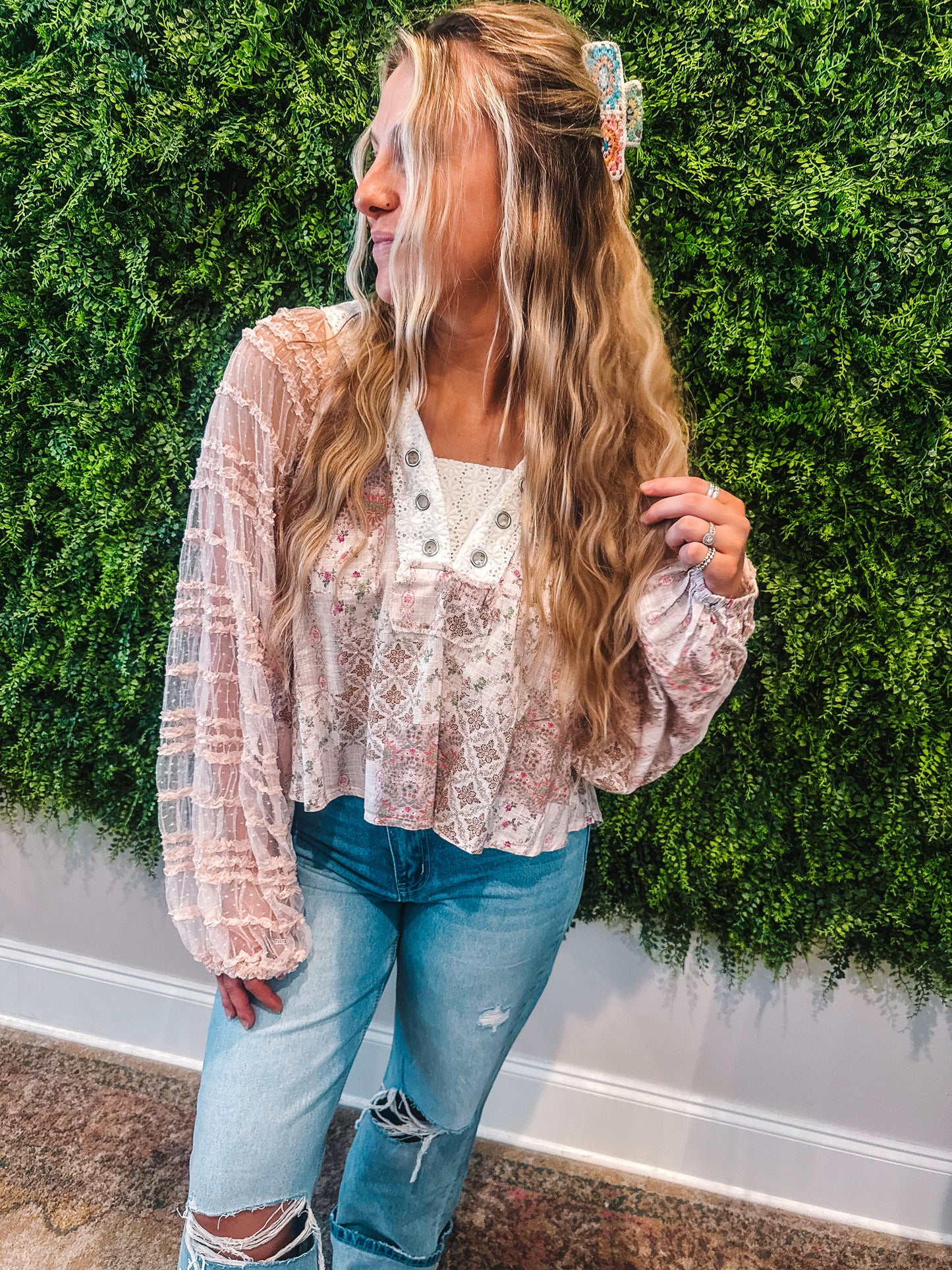 Blushing Meadow Lace Top