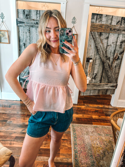 Checkered Peplum Tank