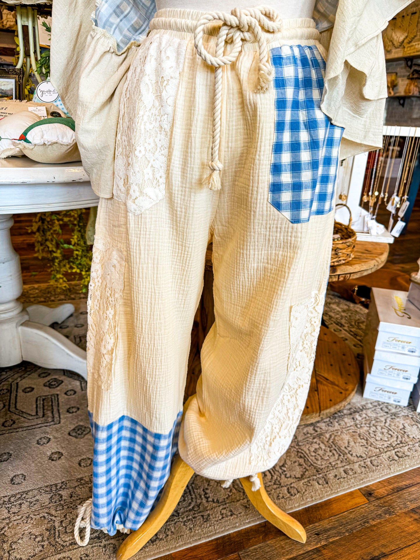 Patchwork Wide Leg Pants