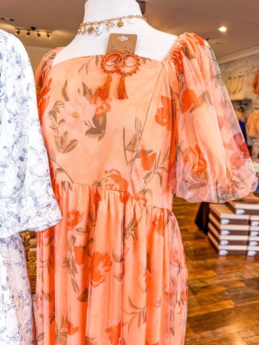 Curvy Puff Sleeve Maxi Dress