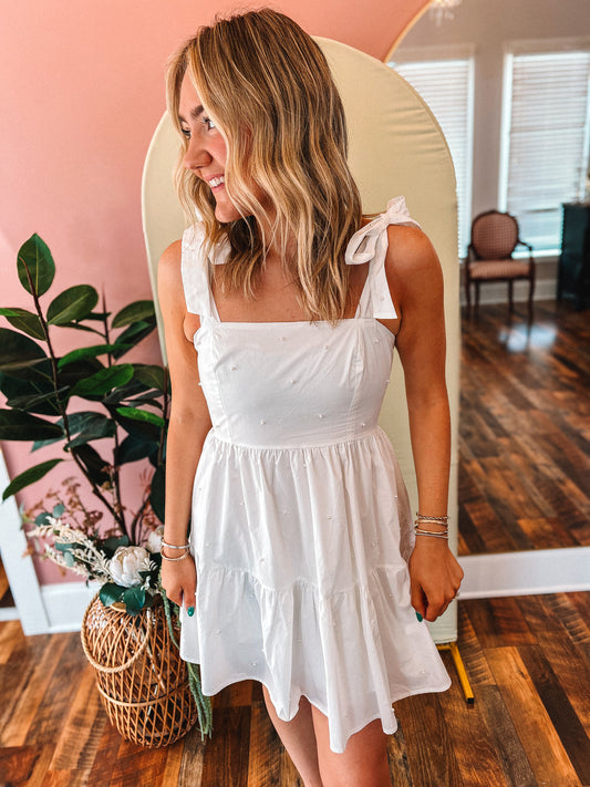 Pearl Promise Mini Dress 🤍
