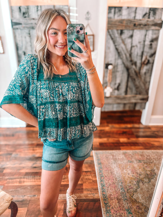 Floral Squareneck Boho Top