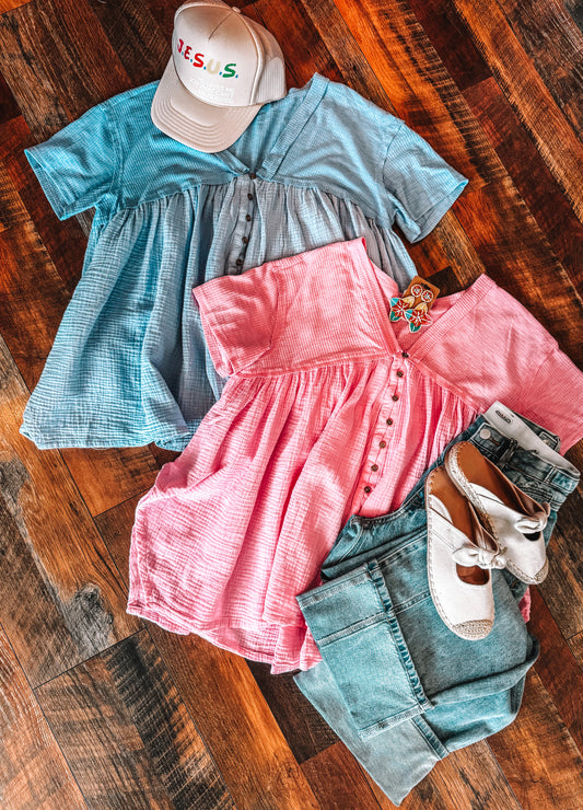 V-Neck Babydoll Top
