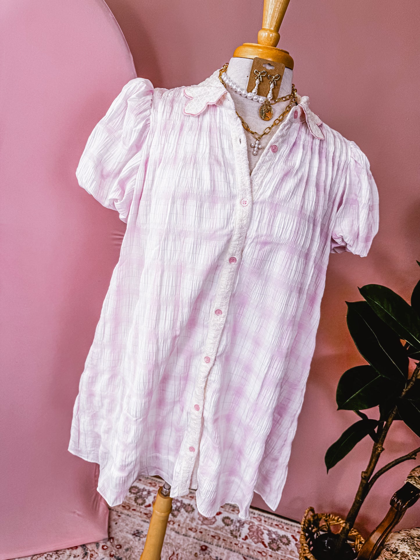 Plaid Pin Tucked Dress