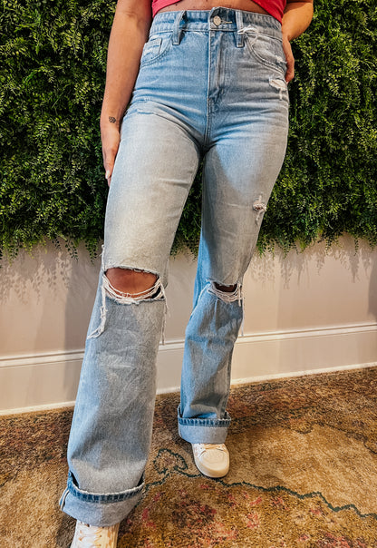 90's Vintage Super High Rise Flare Jeans