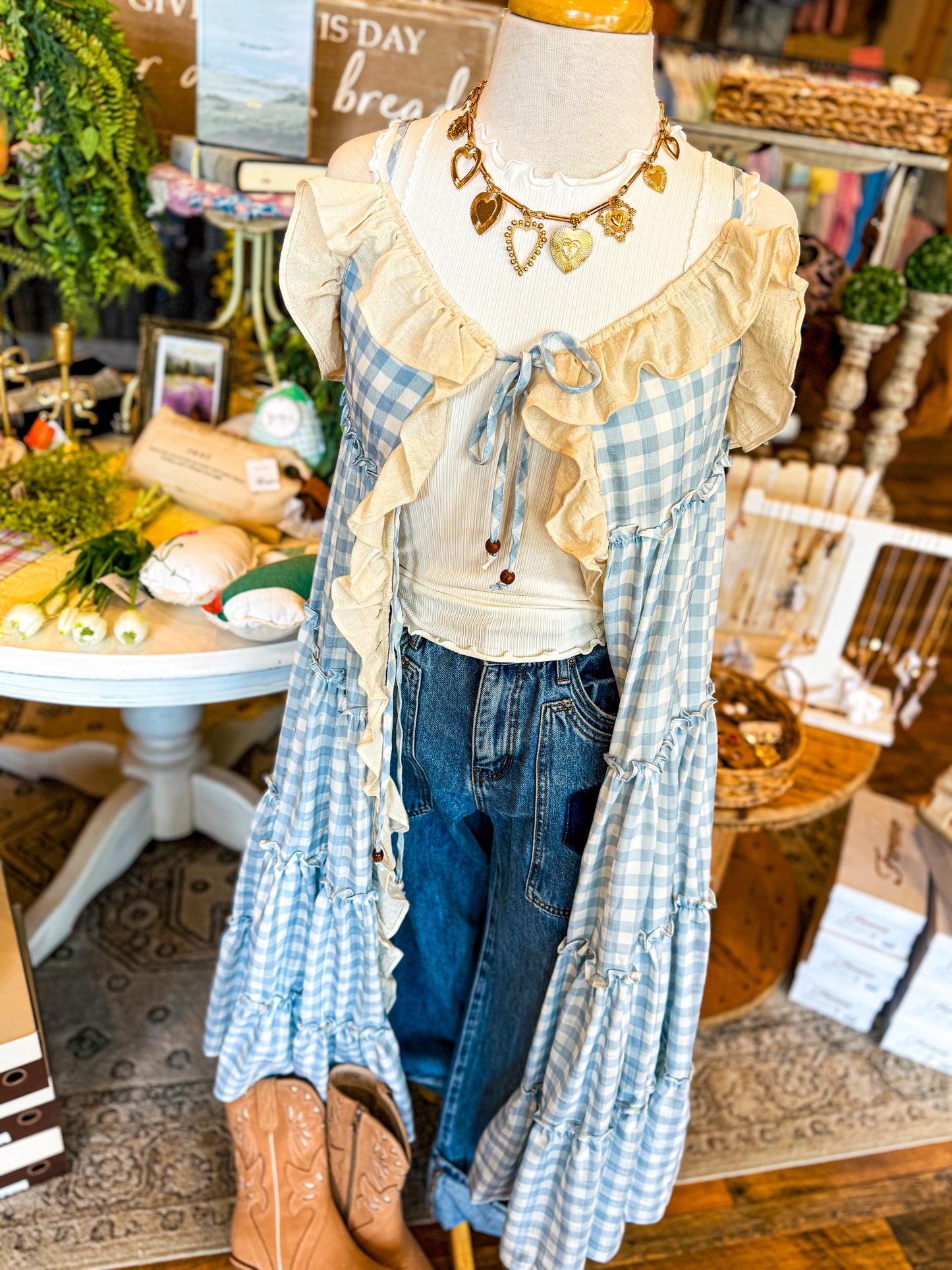 Checkered Ruffle Duster