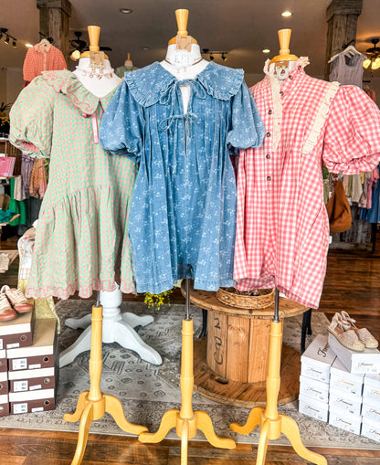 Gingham Lace Trim Romper
