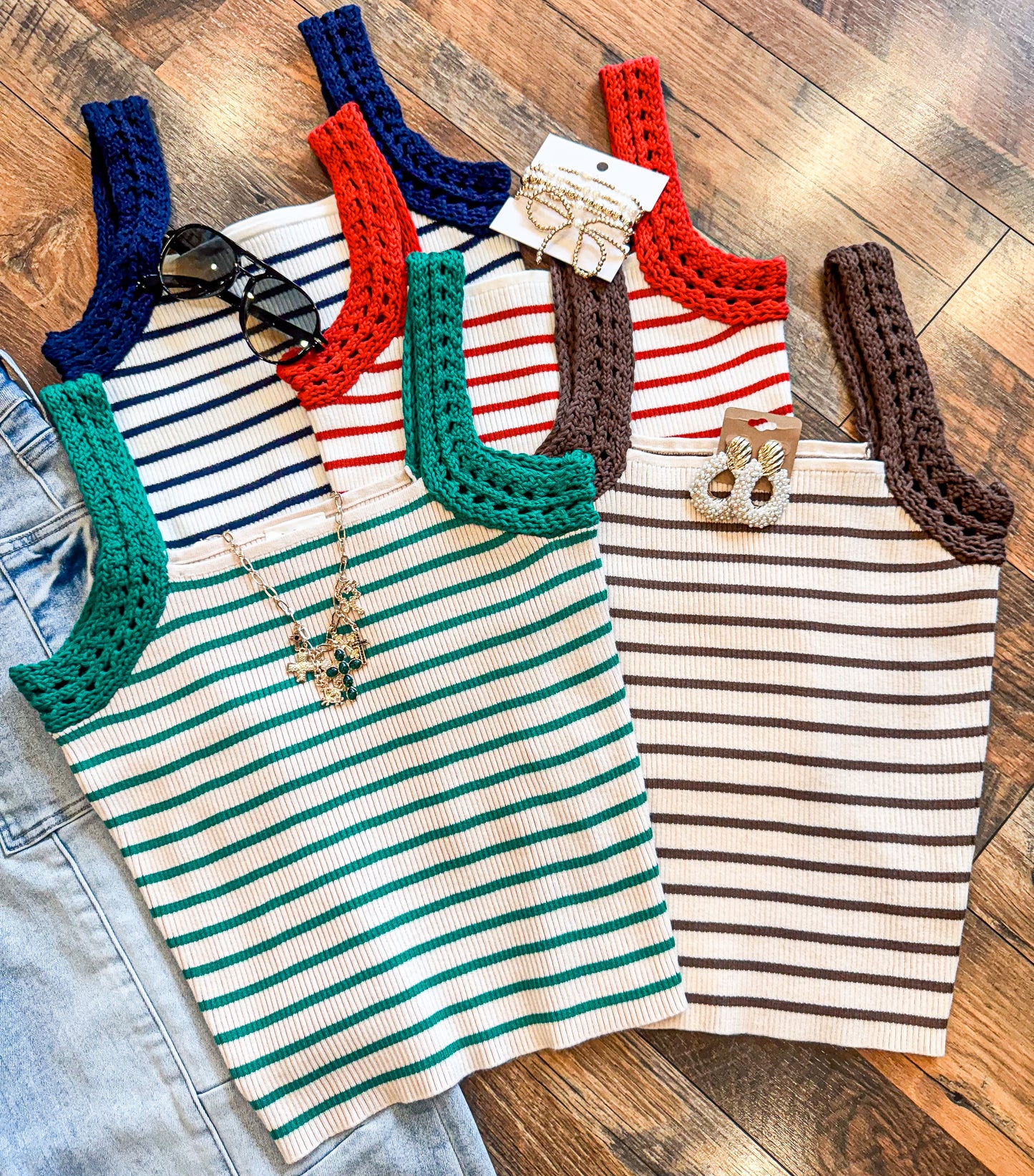 Striped Crochet Tank