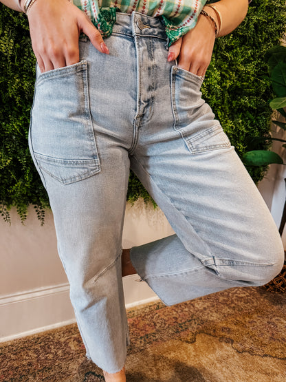 Super High Rise Light Wash Barrel Jeans