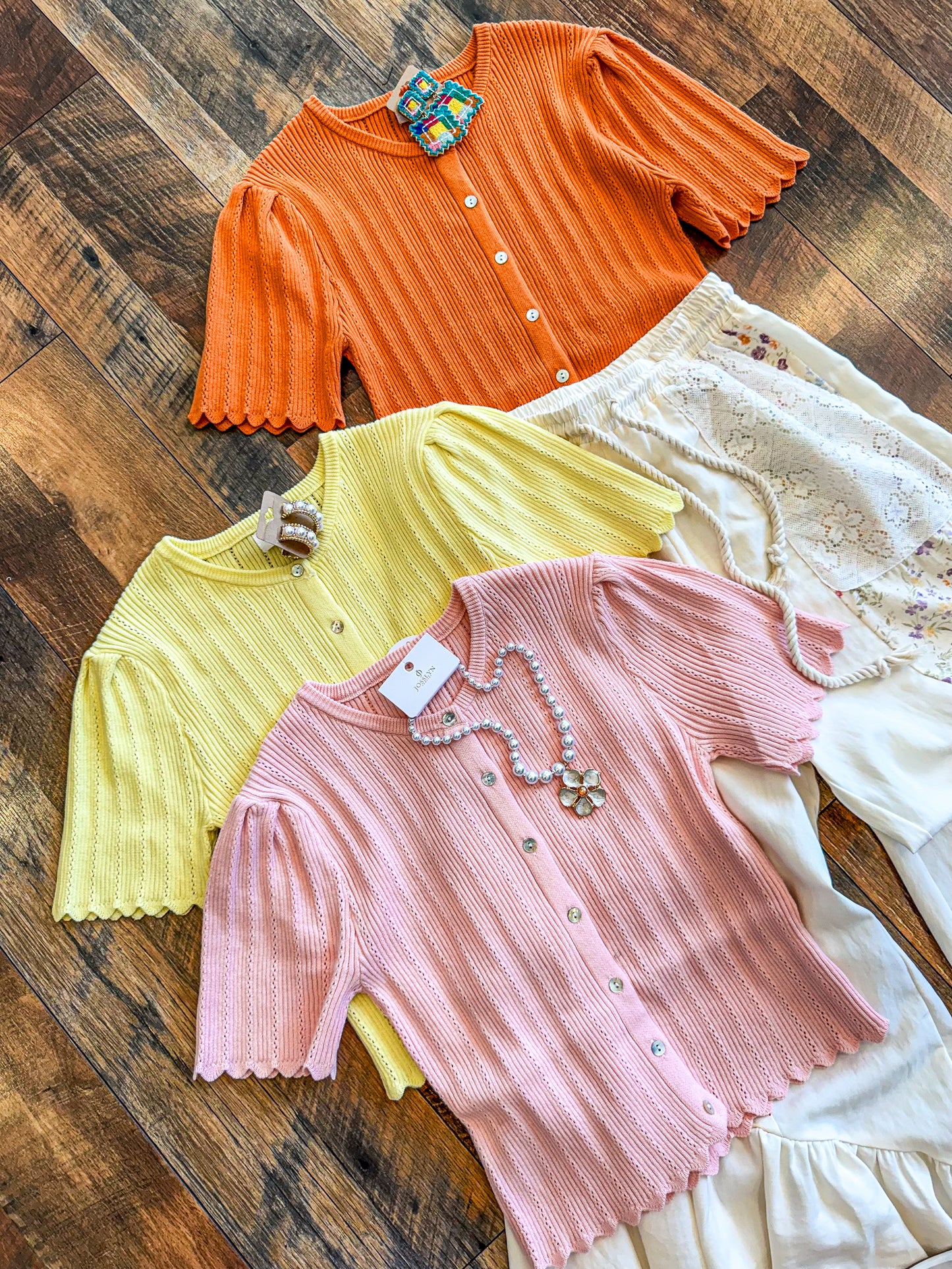 Scalloped Pointelle Cardigan