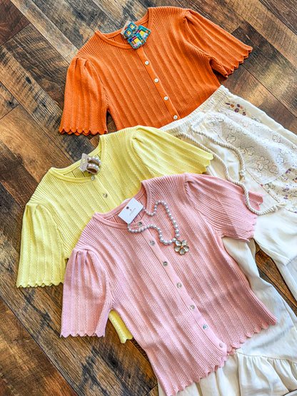 Scalloped Pointelle Cardigan