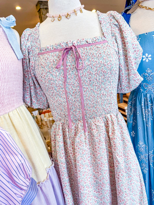 Ditsy Floral Smocked Mini Dress