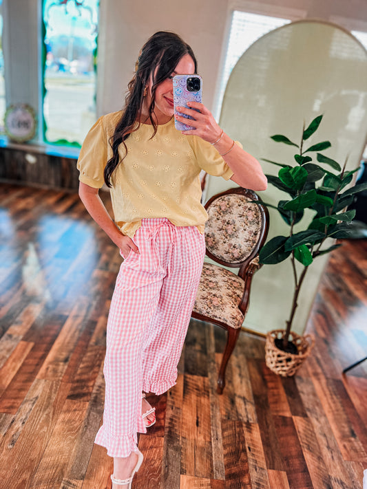 Eyelet Puff Sleeve Blouse