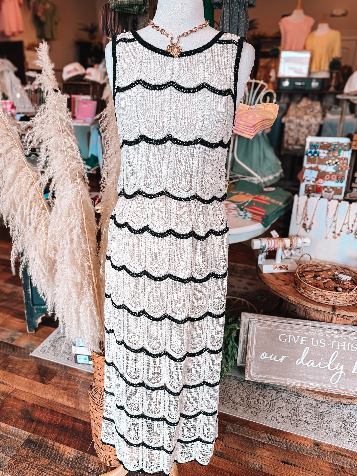 Scallop Trim Crochet Tank + Maxi Skirt Set